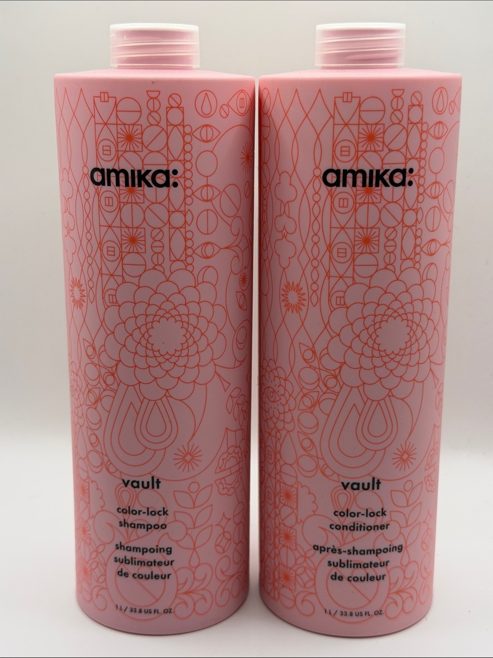 AMIKA: BUNDLE/VAULT COLOR-LOCK SHAMPOO+CONDITIONER JUMBO SALON-SIZE 33.8 Oz NEW!